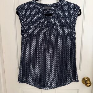The Limited Navy and White Geometric Blouse
